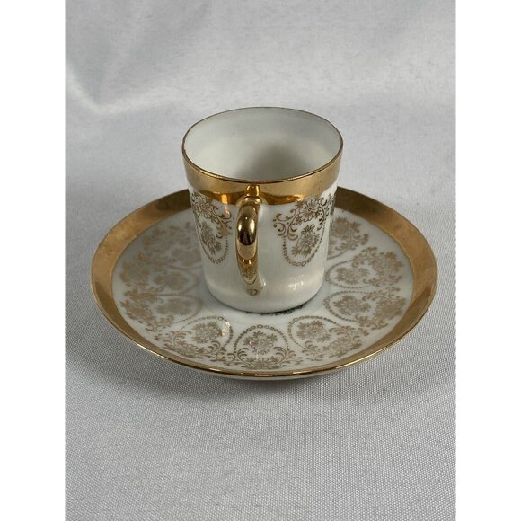 La C'ebone Romantic Demitasse Cup Saucer Fine China 22 K gold La Petite Espresso - Picture 2 of 14
